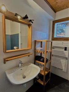 een badkamer met een wastafel en een spiegel bij Appartement EDELWEISS in Châtel