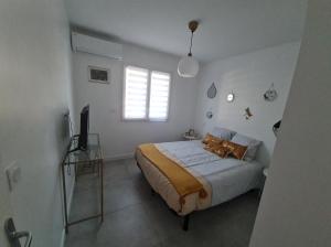- une chambre avec un lit et une télévision dans l'établissement Location "Casa Monna", à Prunelli-di-Fiumorbo