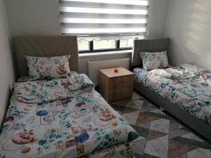 - une chambre avec 2 lits et une petite table dans l'établissement Ankara Esenboğa Airport Luxury Rezidance, à Ankara