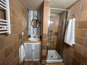 Un baño con lavabo y ducha con lavabo. en LF LEVEL Sierra Nevada Duplex, en Sierra Nevada 15 fotos más