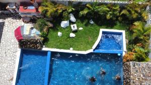 una vista aérea de un jardín en miniatura con piscina en Sunflower village villa girasoles, en Jarabacoa