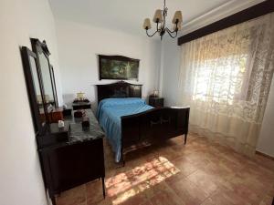 1 dormitorio con 1 cama, vestidor y ventana en Casa La Era de Abdalajis-Caminito del Rey, en Valle de Abdalajís