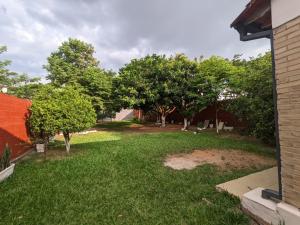 een tuin met bomen en groen gras bij Casa independiente amoblada en Capiata in Capiatá