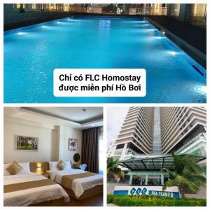 uma colagem de duas fotos de um hotel com piscina em FLC Sea Tower Quy Nhơn - Homostay em Quy Nhon
