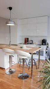Kuchyň nebo kuchyňský kout v ubytování Cosy apartment