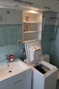 un piccolo bagno con lavandino e servizi igienici di Studio middle of town centre. a Tornio