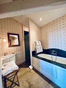 a bathroom with a large tub and a sink at Château du Tertre in Arsac +37 photos