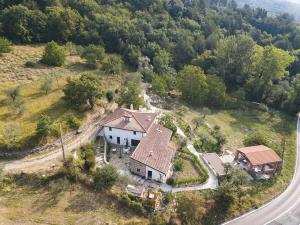 an aerial view of a house on a hill at Agriturismo Le Fonti in Pontassieve