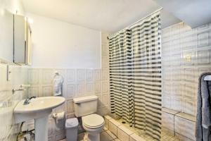 Un baño con inodoro, lavabo y ducha. en Tropical Oasis Bay Views about 2 Mi to Playa Sardinas, en Culebra 18 fotos más