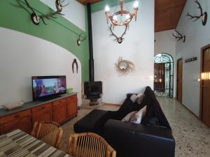 un soggiorno con divano e TV di Casa Almadén 1 a Castilblanco de los Arroyos