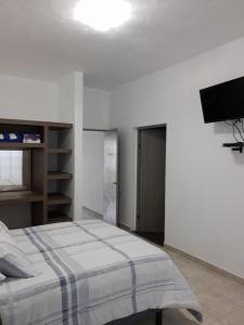 LachiraguigúにあるHB Alebrijes SCのベッドルーム(ベッド1台、薄型テレビ付)