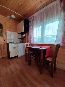 a kitchen with a table and chairs in a room at OW HOLIDAY Wicie in Wicie