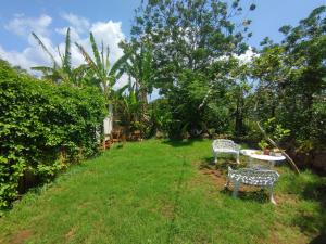 Um jardim no exterior de Hostal Makohe Rapa Nui