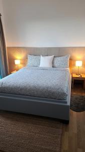 ein Schlafzimmer mit einem großen Bett mit zwei Lampen in der Unterkunft Piece of Paradise in Las Terrenas