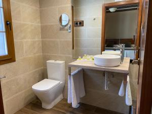 a bathroom with a toilet and a sink at Hotel Rural El Lagar de Nemesio in Perales de Tajuña