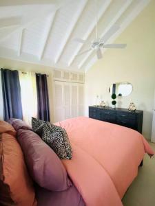 Tempat tidur dalam kamar di Lovely 3 Bedroom Vacay Home JA4