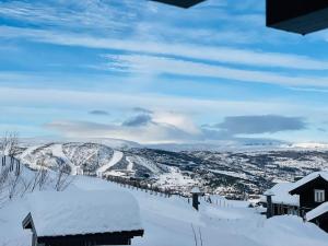 a view of a town in the snow at Geilo-Kikut, ski in-ski out, nydelige skiløyper og flott beliggenhet in Geilo