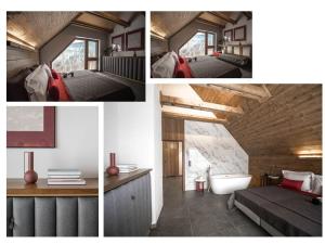 a collage of pictures of a bedroom and a bathroom at Aspen Deluxe Residence & ASPEN cottage in Międzybrodzie Bialskie