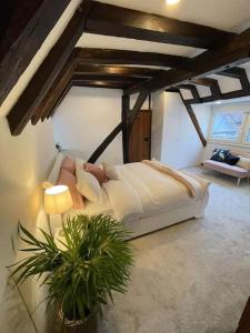 a bedroom with a white bed and a couch at Rural Country Suites - Judge's Lodge in East Grinstead