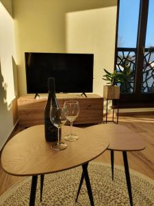 TV a/nebo společenská místnost v ubytování Apartmány Zaky