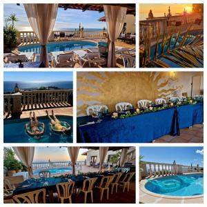 a collage of photos with a pool and people in the water at Ashram Villa Sunshine in Sitges