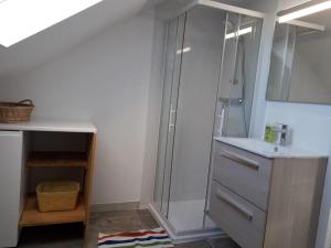 łazienka z prysznicem i umywalką w obiekcie VUE SUR LES ETOILES - STAYHOME - Appart 7 w mieście Quimper