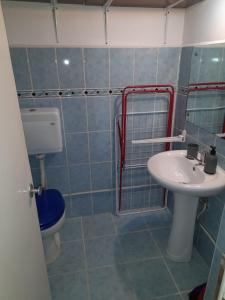 a bathroom with a sink and a toilet at Apartament Straja - (Lupeni) in Lupeni