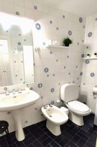 La salle de bains est pourvue d'un lavabo, de toilettes et d'un miroir. dans l'établissement Estudio con increíbles vistas., à Cabopino