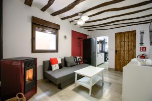 布里韋加的住宿－El Capricho de Brihuega，带沙发和壁炉的客厅