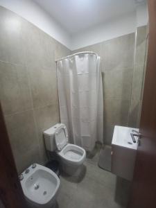 uma casa de banho com um WC e um lavatório em Departamento Moreno Park Bloque 16 em Luján de Cuyo