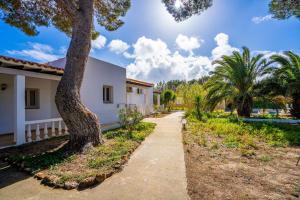 einen Fußweg vor einem Haus mit einem Baum in der Unterkunft Viviendas turísticas Lesley VTV Es Pi - Formentera Break in Playa Migjorn