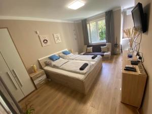 Televízia a/alebo spoločenská miestnosť v ubytovaní Mediterran Apartman with Pool