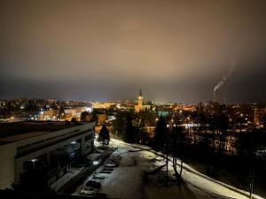 - Vistas a la ciudad por la noche con luces en Luxury Penthouse Apartment, en Žďár nad Sázavou