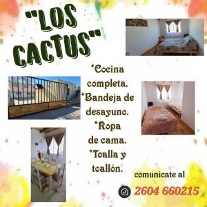 a collage of photos of a room with a poster for a hotel at LOS CACTUS in Malargüe