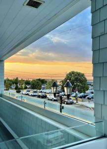 a view of a parking lot from a balcony at Harbourtown Suite Water View in Plymouth