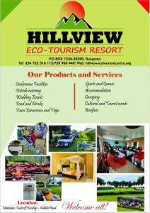 a flyer for a hilivan ego tourism resort at HILLVIEW ECO-TOURISM RESORT in Bungoma