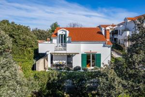 an aerial view of a house with an orange roof at Villa Abbalina in Petrcane
