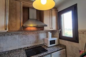 イスラ・カネラにあるApartamento Los Pelícanosのキッチン(電子レンジ、コンロ付) トップオーブン