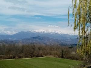 - Vistas a una montaña nevada a lo lejos en Camere Villa Lunardini en Frassinetto