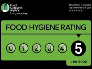 a green sign with the words food hygiene rating at The Sandringham Court Hotel & Apartment Welcoming Large and Small Groups for 15 years in Blackpool