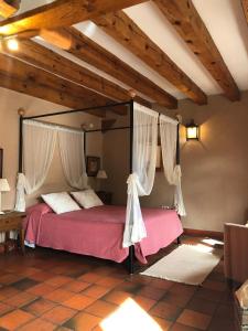 a bedroom with a bed with a canopy at Posada Real Mingaseda in Navafría