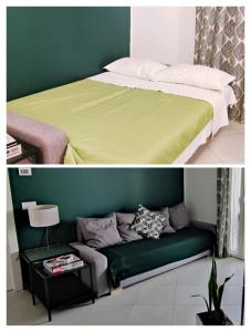 una camera con letto e parete verde di Bloom Modern House - Milano a Milano