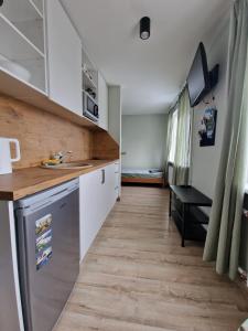 Kuchyň nebo kuchyňský kout v ubytování Apartamenti Jēkabpilī