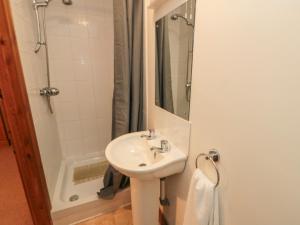 a bathroom with a sink and a shower at The Cottage in Pickering