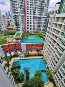 an overhead view of a city with a swimming pool at VR31313-2BR 6Pax SUNWAY VELOCITY SHOPPING MALL KL in Kuala Lumpur