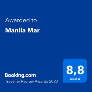 ใบรับรอง รางวัล เครื่องหมาย หรือเอกสารอื่น ๆ ที่จัดแสดงไว้ที่ Manila Mar
