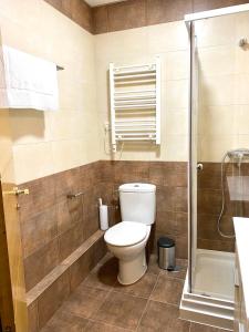 een badkamer met een toilet en een douche bij Apartamentos Fuencarral II in Madrid