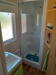 a bathroom with a shower and a sink at La Muela in Cádiz