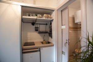 a small kitchen with a sink in a room at Nordic Dream Apartment in Kikinda in Kikinda