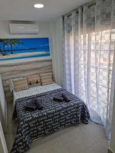 馬拉加的住宿－APARTAMENTOS ELEMAR，一间卧室设有一张床和一个窗口